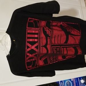 Mens Black with Red Shiny Foil XXIII Championship T Shirt. New Size XL